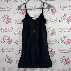 Propaganda dress buttons dark black grey ruffle Black Spaghetti Strap Dress